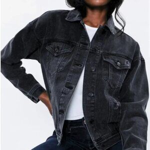 YMI Boyfriend Distressed Denim Jacket in Washed Gray Size M